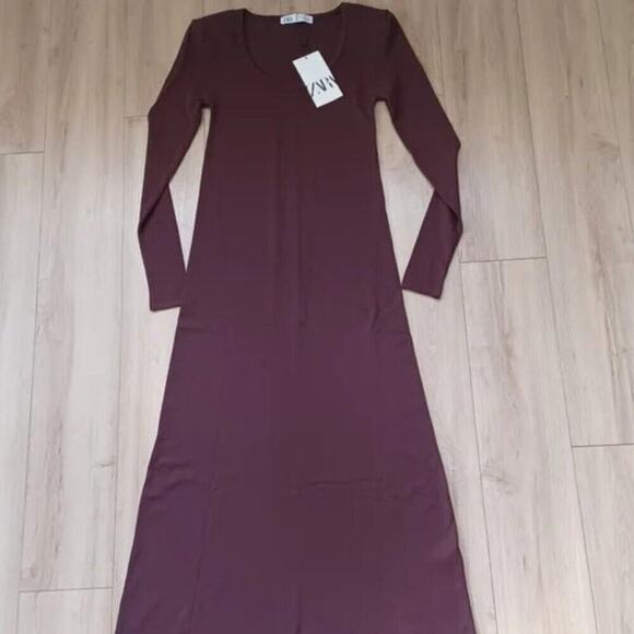 NWT Zara Bodycon Maxi Dress Spiced Apple S - Picture 3 of 11